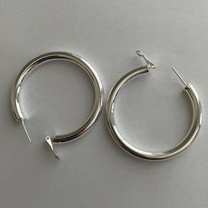 Large Silver Loop Earrings